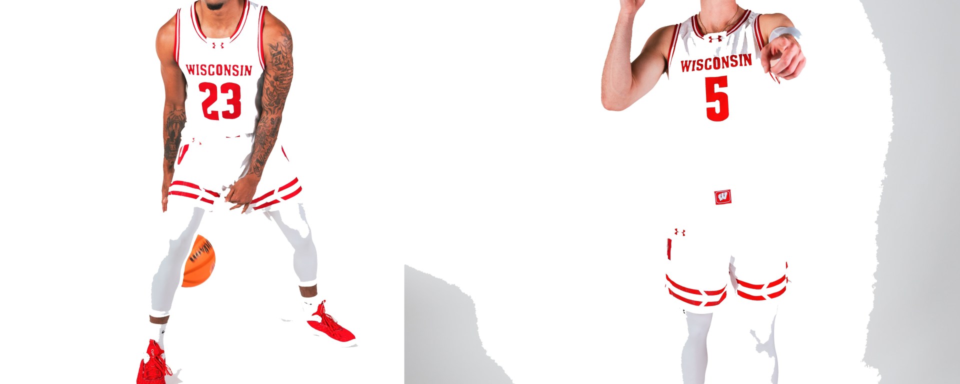 A photo of Chucky Hepburn and Tyler Wahl of the Wisconsin Badgers men's basketball team