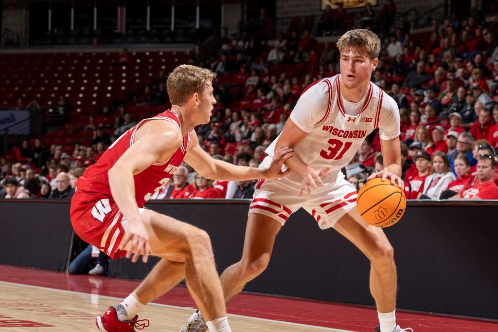 A photo of the Wisconsin Badgers during the Red/White Scrimmage, Sunday, Oct. 15, 2023, in Madison, Wis. (Photo by David Stluka/Wisconsin Athletic Communications)
