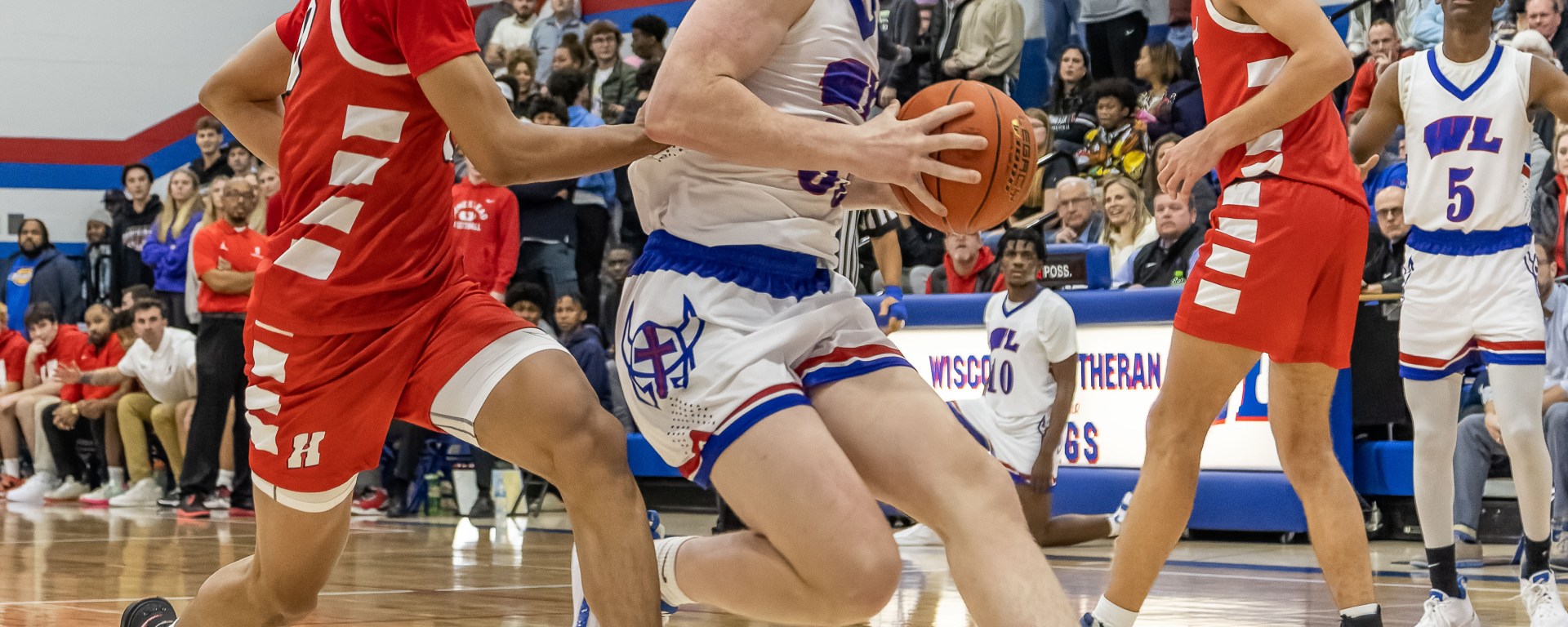 A photo of Kon Knueppel playing for Wisconsin Lutheran